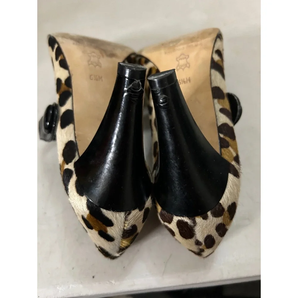 Antonio Melani Leopard Calf Hair Mary Jane Pumps Heels 6.5M Animal Print Leather